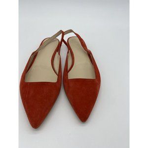 Everlane Women Red Suede Pointed Toe Slingback Flat Shoe Size 6
